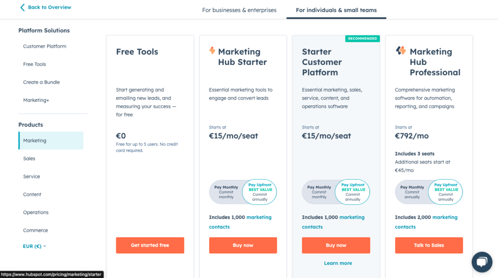 hubspot pricing